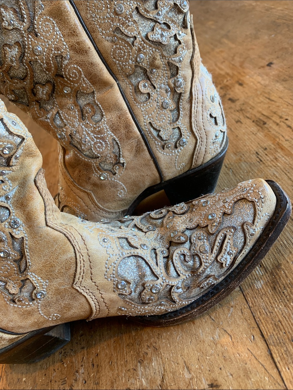 Corral Tan Leather Handcrafted Glitter Boot - Picture 11 of 16